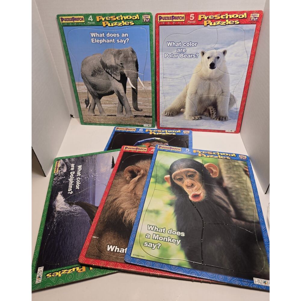 Vintage Puzzle Patch Picture Puzzles Lot Of 6 - 4,5,6 Piece Animals Preschool